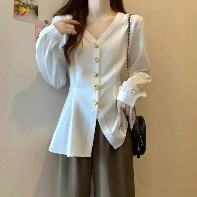 Elegant V-Neck Casual Blouse for Women - GiFTiFY