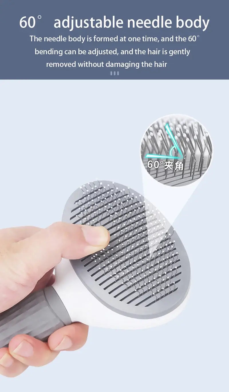 Gray and White Stainless Steel Dog Hair Brush Cat Comb