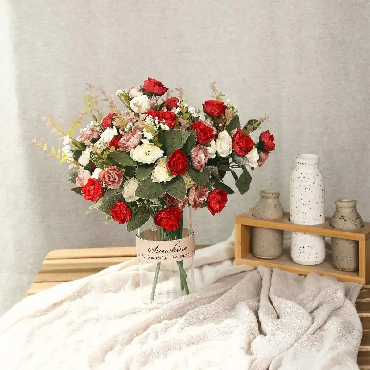 Rose Artificial Flowers Silk Flower with Stems Fake Flowers Bouquet Centerpiece for Party Table Floral Home Bridal Wedding Decor