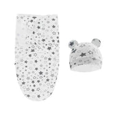 100% Organic Cotton Baby Swaddle Blanket Wrap Hat Set for Infant Adjustable Newborn Swaddle Baby Swaddle for 0-3 Month - GiFTiFY