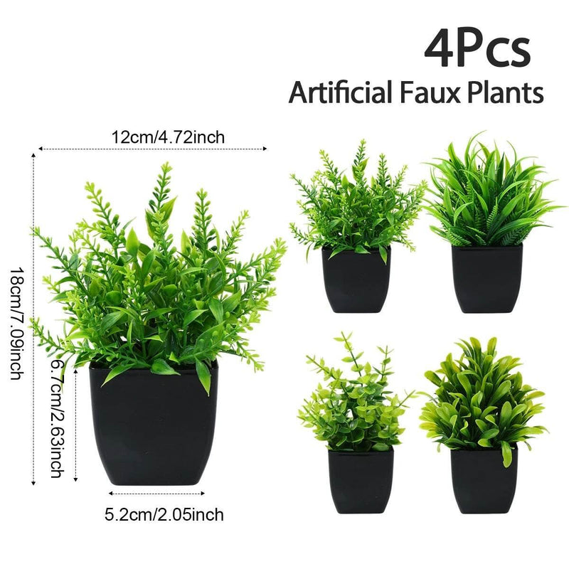 1/4pcs Artificial Plants Potted Green Bonsai Small Tree Grass Plant Pot Ornament Fake Flower for Home Garden Decor Wedding Party by DSERS