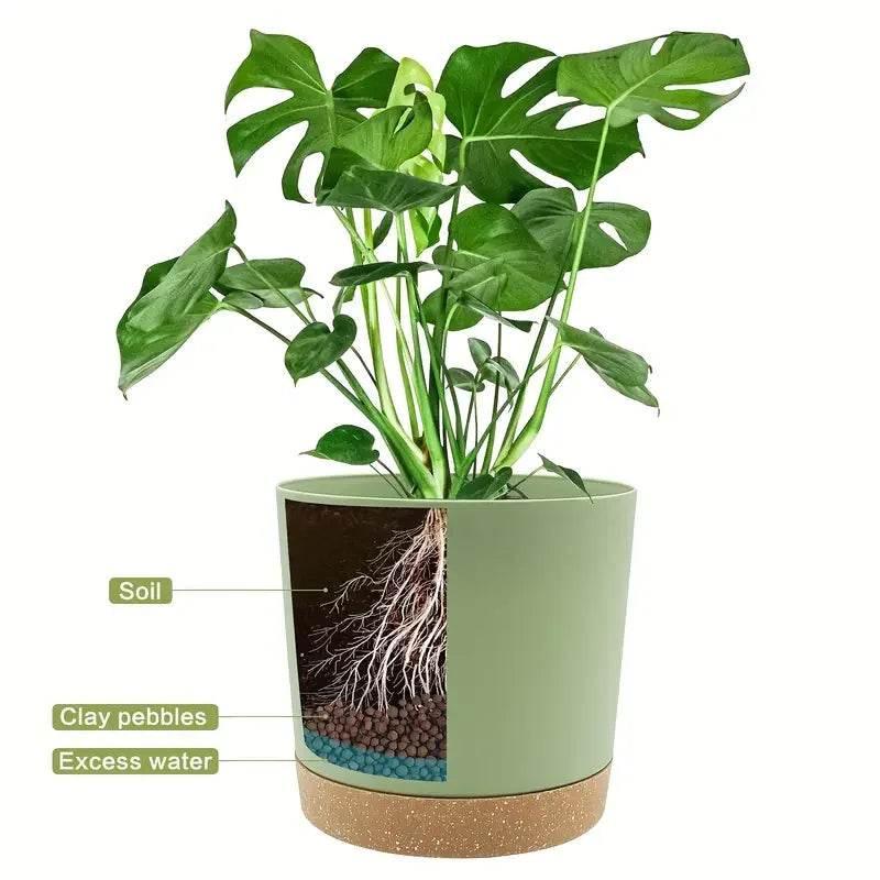 2pcs, 4.7nch Flower Pot Set, Indoor Plant Pots With Drainage Holes And Removable Base, Outdoor Garden Flower Pots Saucer Style M - GiFTiFY