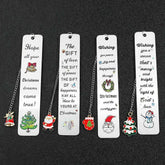 A stainless steel pendant bookmark about Christmas, the warmest Christmas reading gift for loved ones on Christmas Eve.