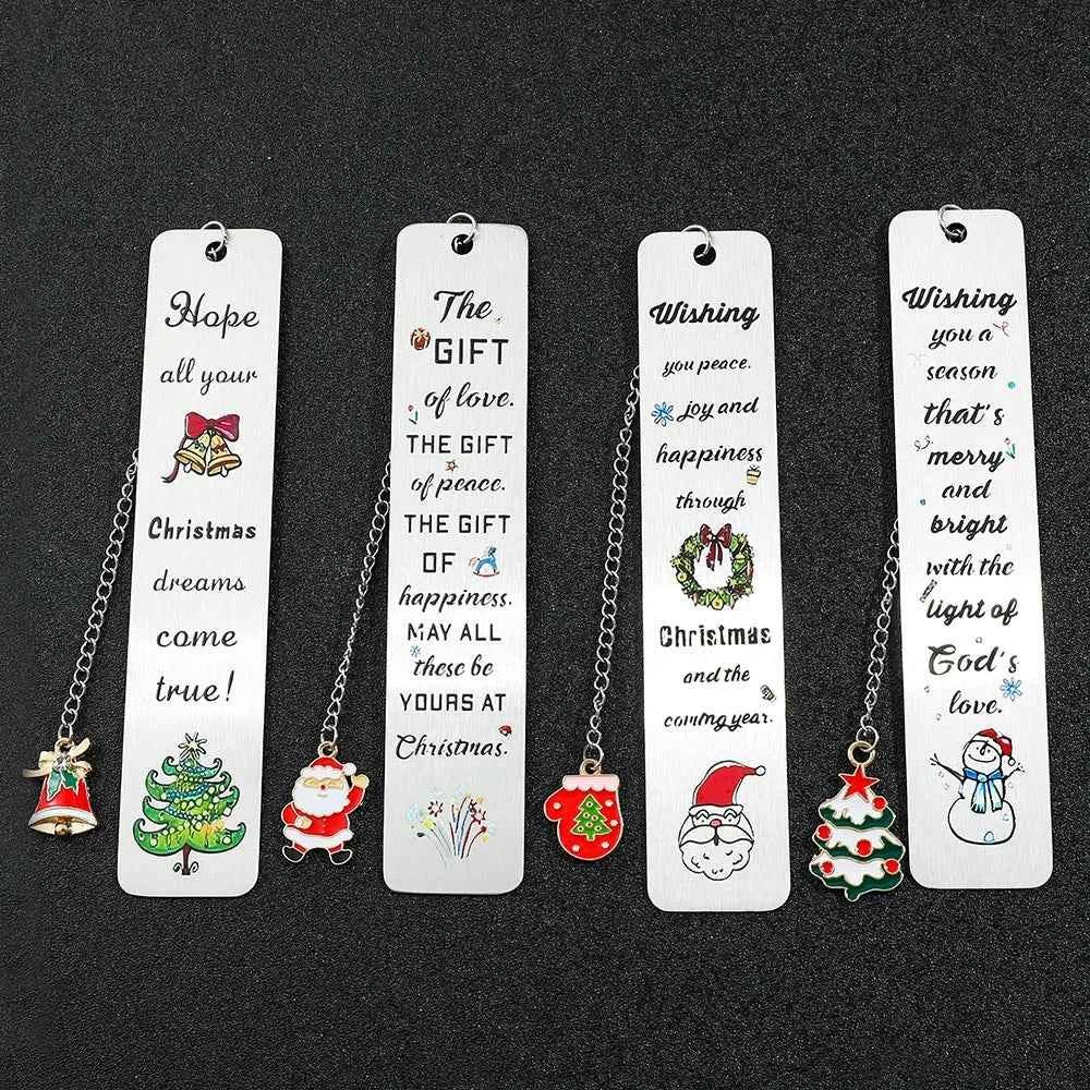 A stainless steel pendant bookmark about Christmas, the warmest Christmas reading gift for loved ones on Christmas Eve.