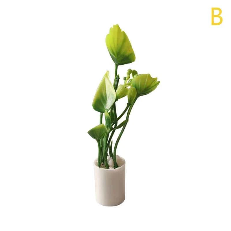 1:12 Dollhouse Miniature Potted Plant Green Leaves Pot Bonsai Garden Home Model Decor Toy Doll House Accessories by DSERS