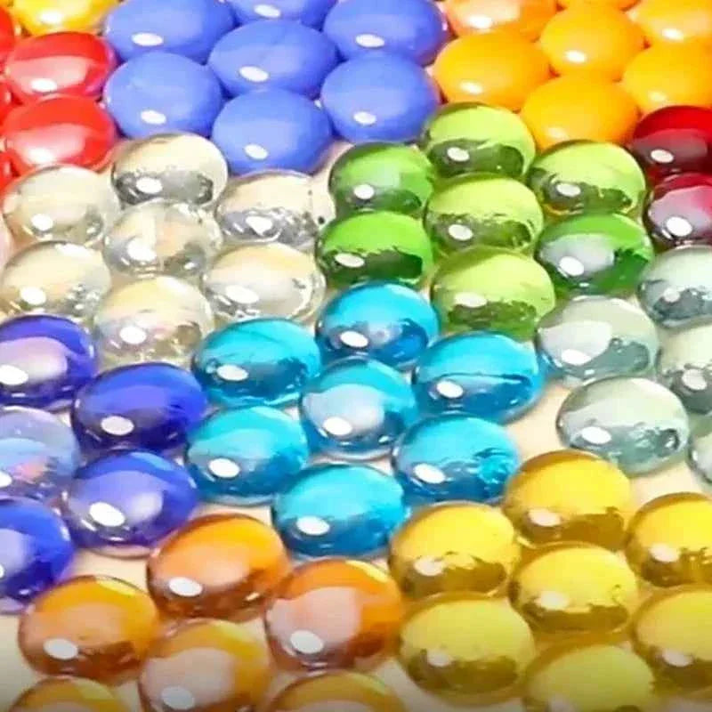 100g/3.52oz(Approx. 18-25pcs) Oblate Bead Glass Mosaic Tiles Colorful Round Mosaic Making Material Multi Diameter DIY Craft Tile by DSERS