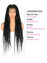 Tribal Synthetic Cornrow Braided Wigs Full Lace Wig 36Inches Knotless Jumbo Knotless Box Braids Wig Square Part For Black Women - GiFTiFY