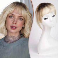 Ombre Light Blonde Clip in Bangs 100% Real Human Hair Bangs human hair wigs with bangs