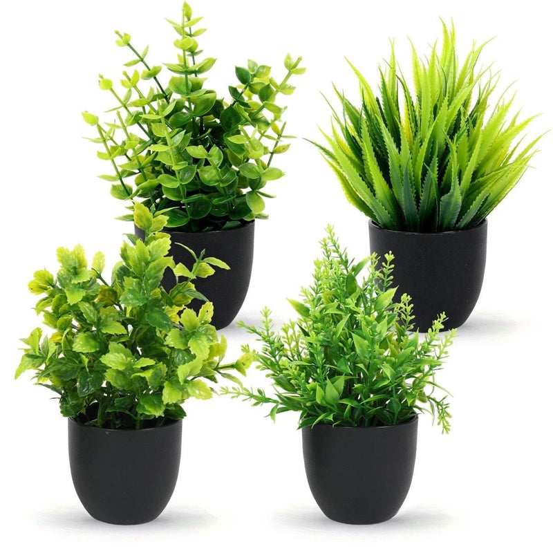 1/4pcs Artificial Plants Potted Green Bonsai Small Tree Grass Plant Pot Ornament Fake Flower for Home Garden Decor Wedding Party by DSERS