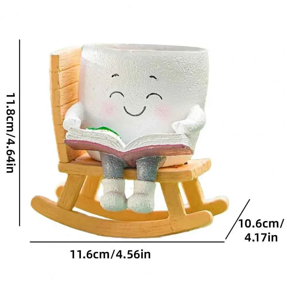 Funny Flower Pot Teacher Appreciation Gift Cute Chair Flower Pot Smile Face Planter Set for Indoor Outdoor Plants by DSERS
