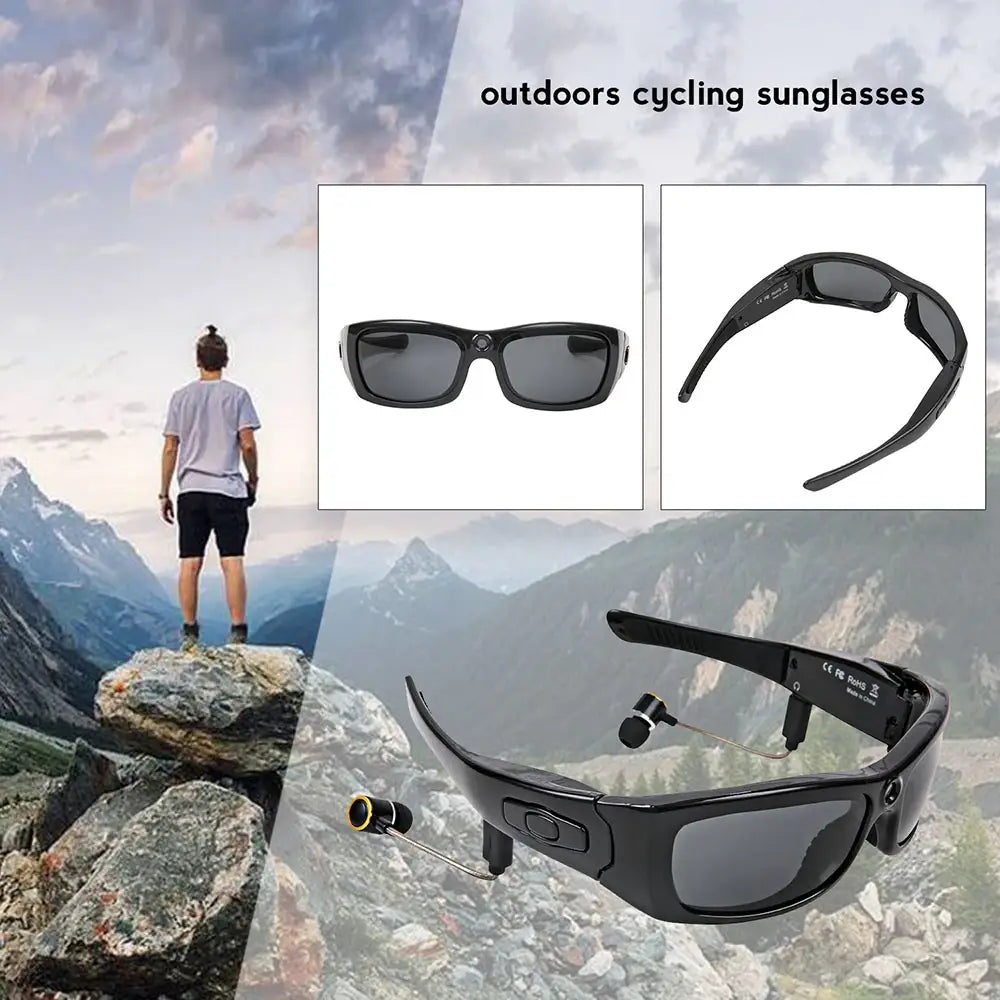 Black Camcorder Glasses Camera with Headphones