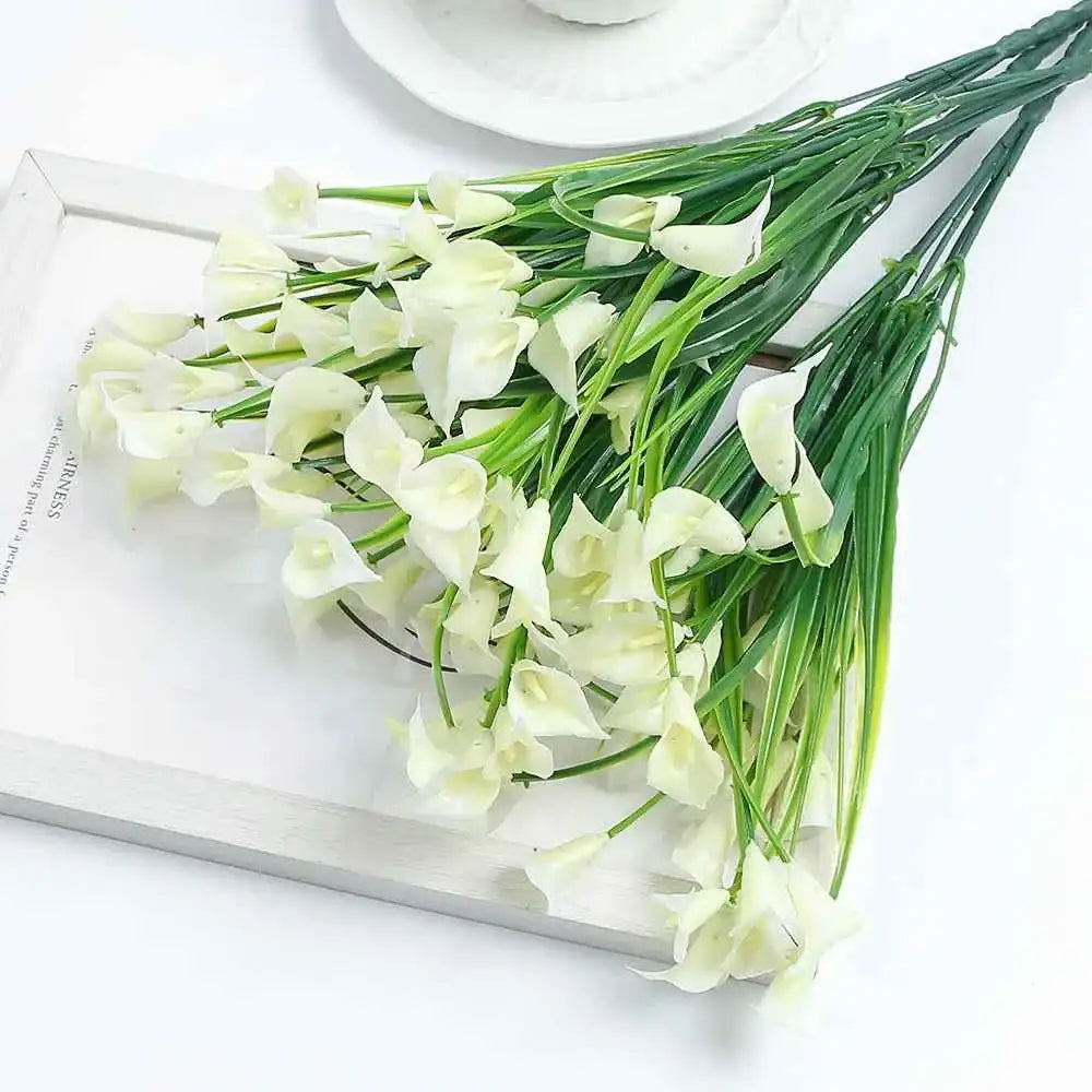 Artificial Calla Lily Bouquet 33cm Fake Flowers for Indoor Home Room Decor Garden Wedding Decora Outdoor Vase Flower Arrangement by DSERS