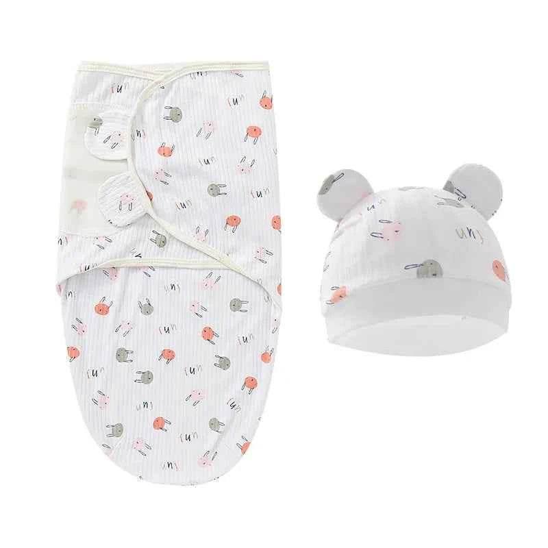 Newborn Baby Wrap Anti-Startle 2Pcs/Set Baby Swaddle Sleeping Cocoon Design 100%Cotton Baby Adjustable Blanket 0-6 Months - GiFTiFY