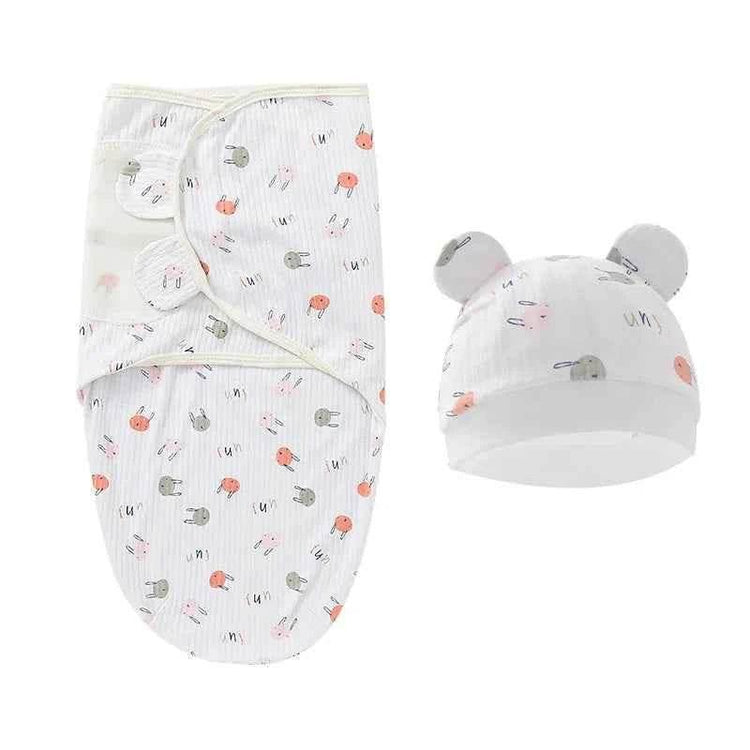 Newborn Baby Wrap Anti-Startle 2Pcs/Set Baby Swaddle Sleeping Cocoon Design 100%Cotton Baby Adjustable Blanket 0-6 Months - GiFTiFY