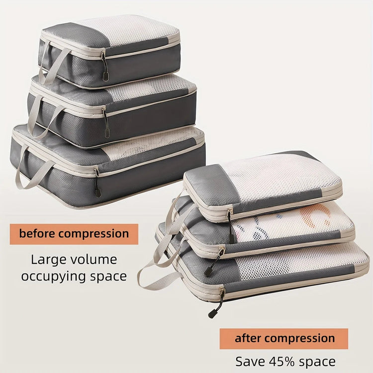 3-piece travel compression packing cube, travel bag luggage organizer travel essentials carry-on luggage compression cube GiFiFY