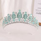 Baroque Green Pink Opal Wedding Headband Crystal Bridal Crown Tiara Hair Jewelry Accessories Women Rhinestone Royal Queen Diadem DSERS