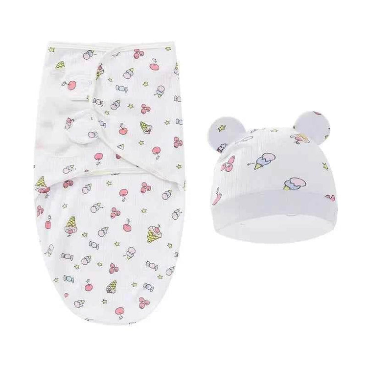 Newborn Baby Wrap Anti-Startle 2Pcs/Set Baby Swaddle Sleeping Cocoon Design 100%Cotton Baby Adjustable Blanket 0-6 Months - GiFTiFY