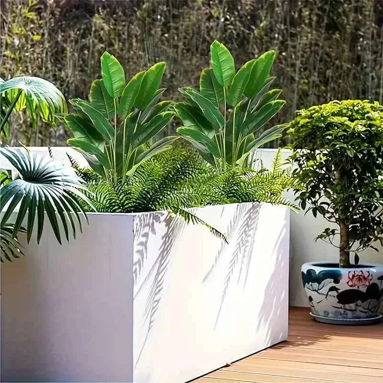 2pcs Large Realistic Artificial Bird of Paradise Plants UV Resistant No Fade Fake Banana Leaf Palm Tree for All Season Decor
