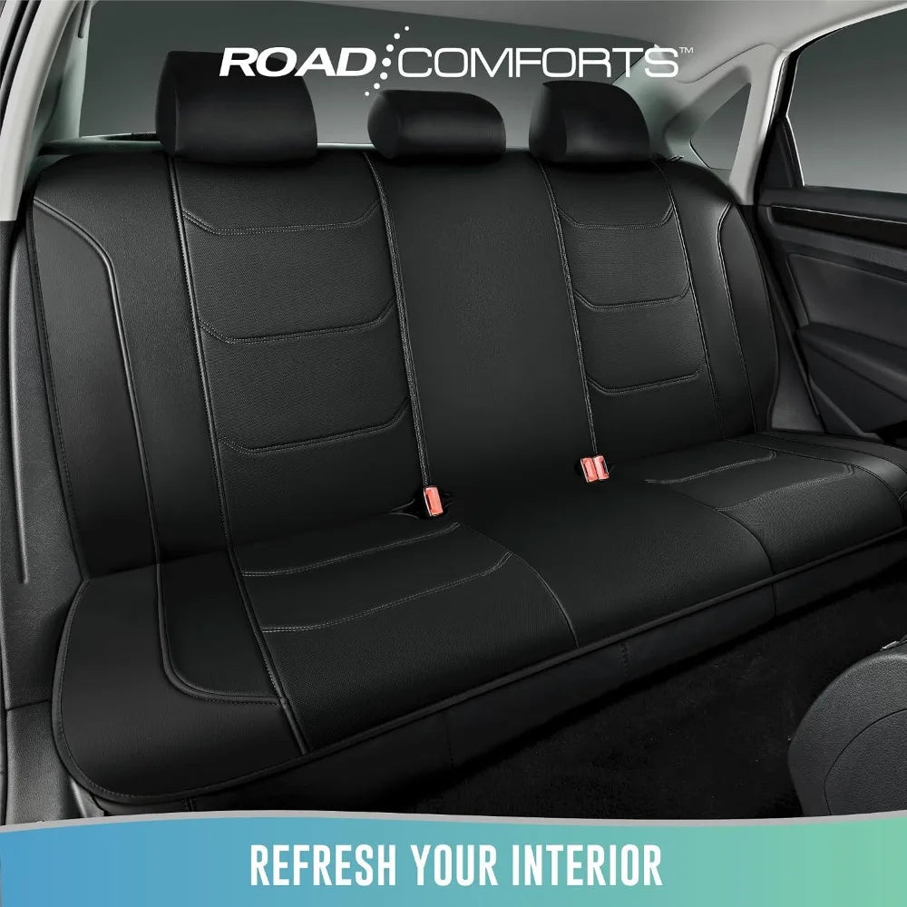 Premium Leather Car Seat Covers Full Set, Airbag Compatible, Universal Fit for Most Cars, Trucks, SUVs, Vans, Black GiFiFY