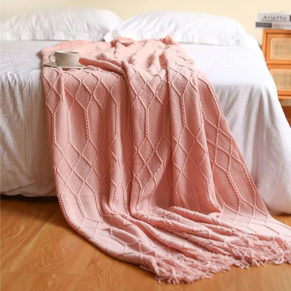 Bohemian Couch Blanket Large Knitted Tassel Throw for Bed Chair Sofa Couch Cover All-Season Blankets Home Decor Soft Comfortable - GiFTiFY