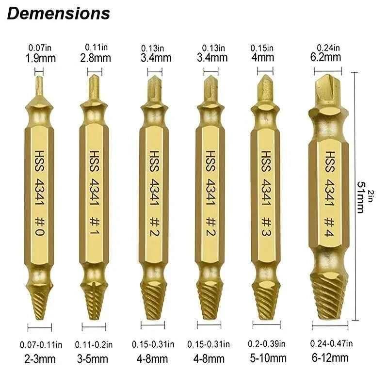 Damaged Screw Extractor Set HSS Drill Bit Stripped Broken Remover Small Easily Quickly Take Out Kit Easy Demolition Power Tools Damaged Screw Extractor Set by DSERS