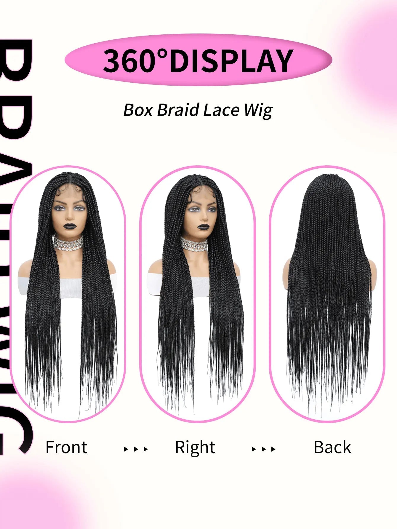 Synthetic Small Square Cornrows Braided Wigs Full Lace Knotless Box Braids Wig For Black Women 36 Inch Locs Goddess Braiding Wig GiFTiFY