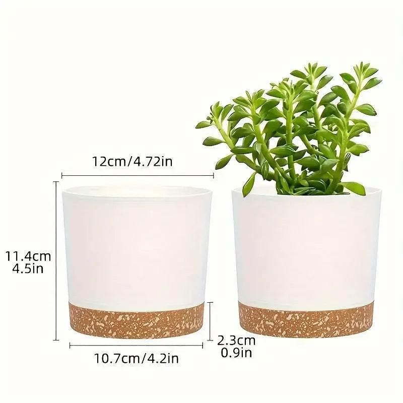 2pcs, 4.7nch Flower Pot Set, Indoor Plant Pots With Drainage Holes And Removable Base, Outdoor Garden Flower Pots Saucer Style M - GiFTiFY