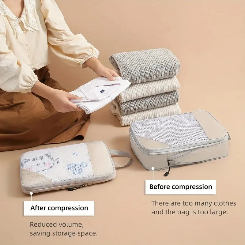 3-piece travel compression packing cube, travel bag luggage organizer travel essentials carry-on luggage compression cube GiFiFY