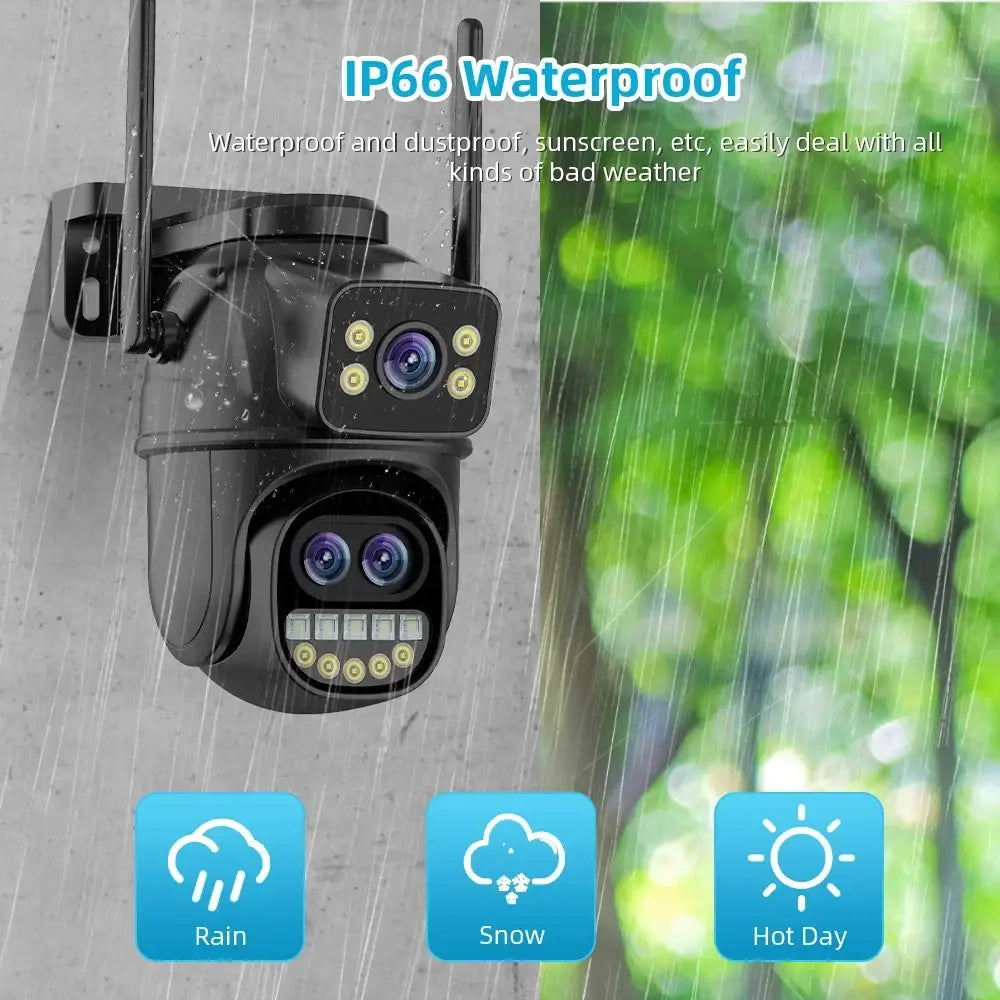 Waterproof WiFi Security Camera 3lens 12MP add 64G