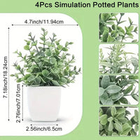 1/4pcs Artificial Plants Potted Green Bonsai Small Tree Grass Plant Pot Ornament Fake Flower