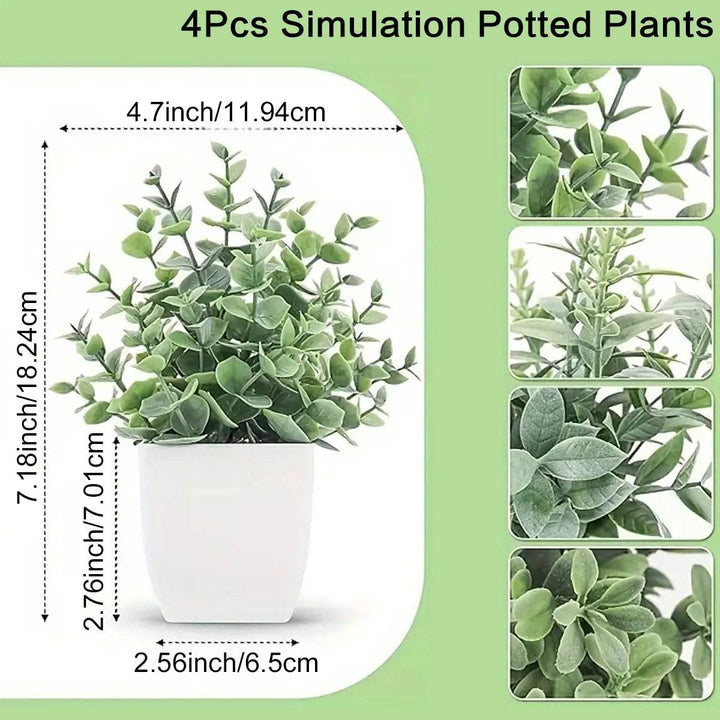 1/4pcs Artificial Plants Potted Green Bonsai Small Tree Grass Plant Pot Ornament Fake Flower for Home Garden Decor Wedding Party - GiFTiFY