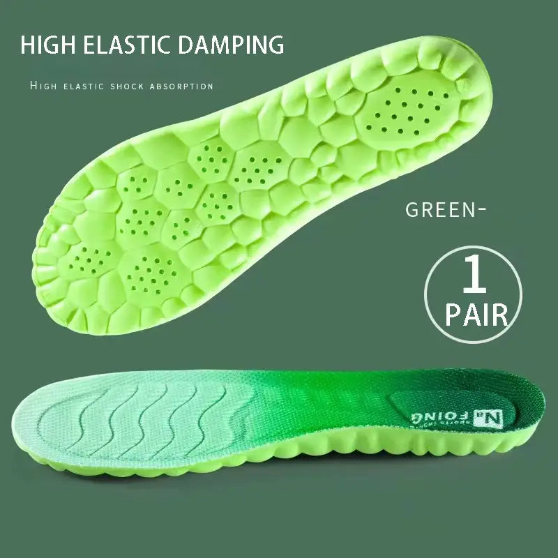 Green Orthopedic Sport Insoles Breathable Shock Absorption