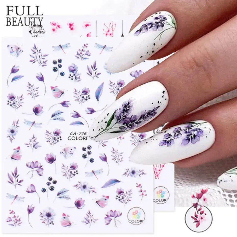 Spring Flower Leaf Nail Decals
