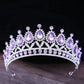 Baroque Blue Green Pink Opal Tiara Crowns Hair Jewelry Rhinestone Diadem Birthday Party Wedding Crystal Bridal Crown Accessories DSERS