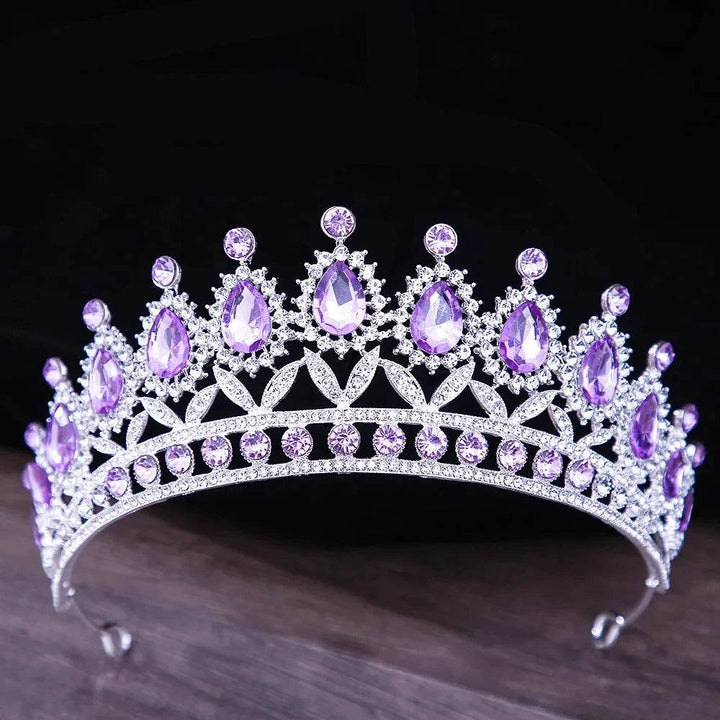 Baroque Blue Green Pink Opal Tiara Crowns Hair Jewelry Rhinestone Diadem Birthday Party Wedding Crystal Bridal Crown Accessories - GiFTiFY