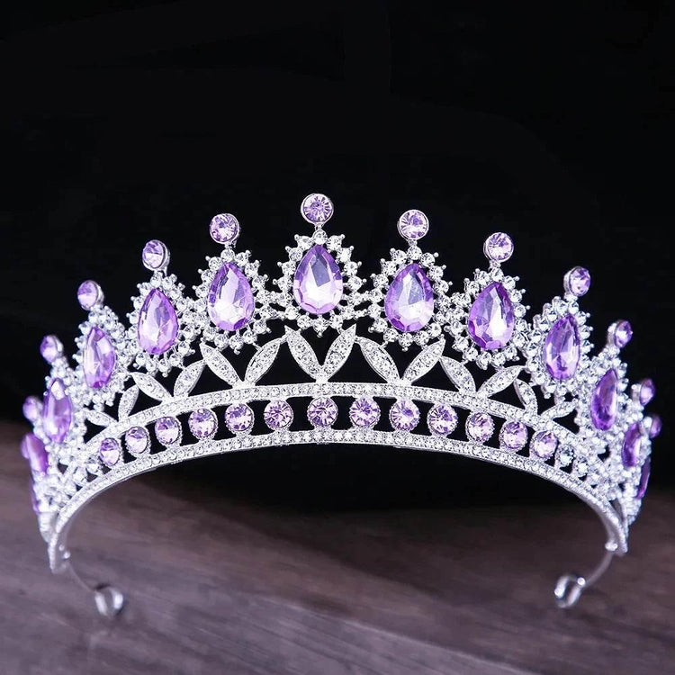 Baroque Blue Green Pink Opal Tiara Crowns Hair Jewelry Rhinestone Diadem Birthday Party Wedding Crystal Bridal Crown Accessories - GiFTiFY