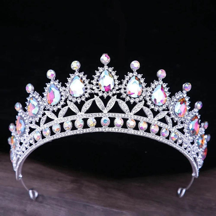 Baroque Blue Green Pink Opal Tiara Crowns Hair Jewelry Rhinestone Diadem Birthday Party Wedding Crystal Bridal Crown Accessories - GiFTiFY