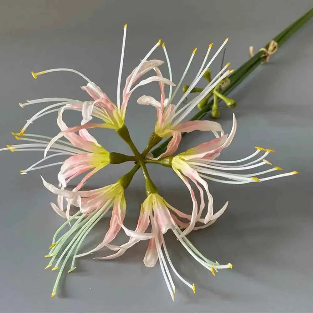 60cm Artificial Higanbana Flower Branch Handmade Plastic Silk Equinox Flower Real Touch Beautiful Fake Flower