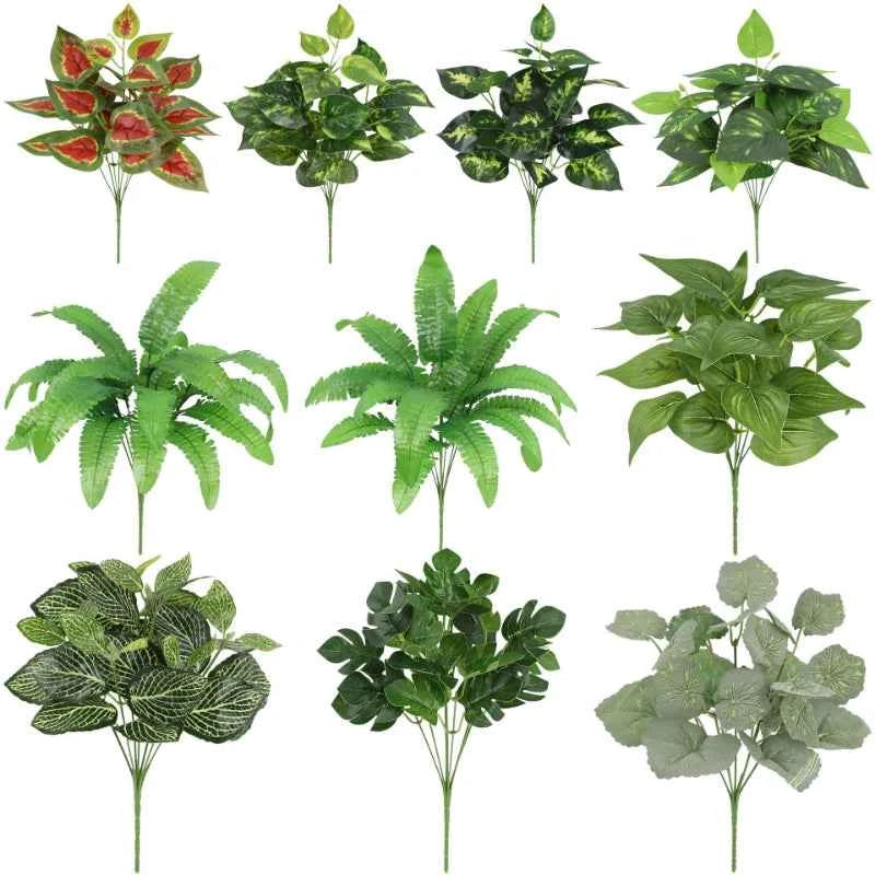 Artificial Plants Leaves Silk Tortoiseshell Leaf Dieffenbough Fake Small Fairy Taro Simulation Green Plant Living Room Decor by DSERS
