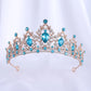 Baroque Gold Color Champagne Crystal Heart Bridal Tiara Crown Rhinestone Pageant Diadem Veil Tiara Headband Wedding Hair Jewelry GiFTiFY