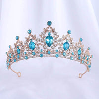 Baroque Champagne Crystal Heart Bridal Tiara Crown