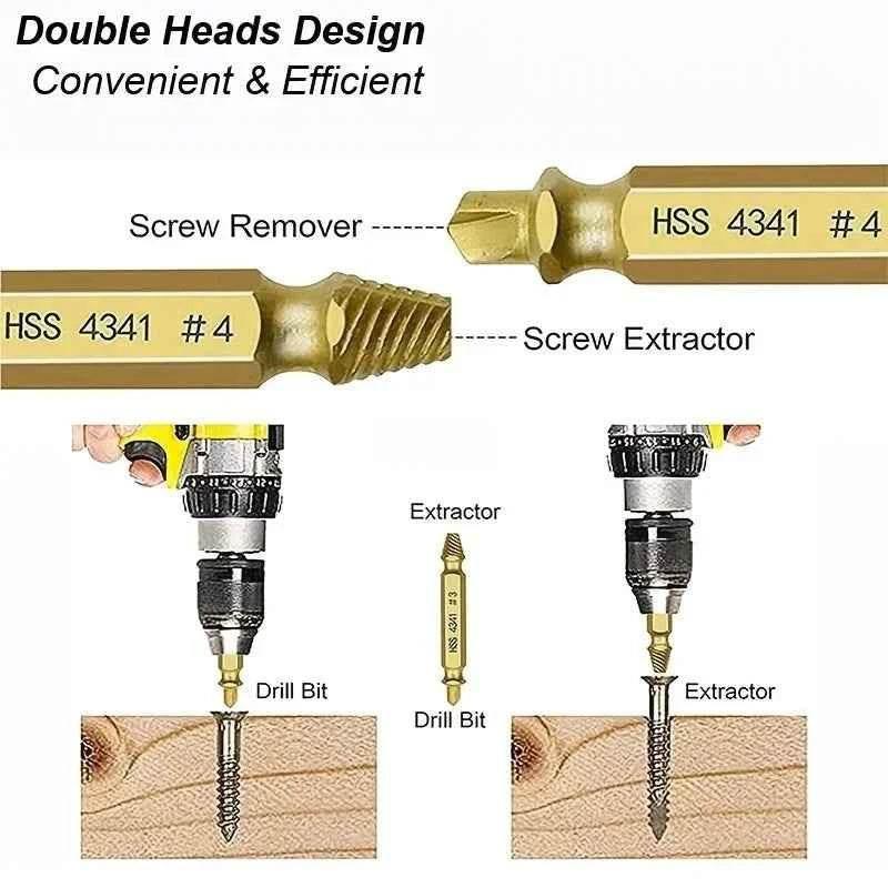 Damaged Screw Extractor Set HSS Drill Bit Stripped Broken Remover Small Easily Quickly Take Out Kit Easy Demolition Power Tools Damaged Screw Extractor Set by DSERS