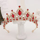Baroque Gold Color Champagne Crystal Heart Bridal Tiara Crown Rhinestone Pageant Diadem Veil Tiara Headband Wedding Hair Jewelry GiFTiFY