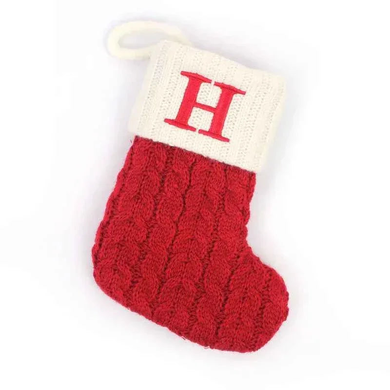 navidad Christmas Boots Letters Christmas Stocking New Knitting Christmas Tree Pendant Decorations SnowflakeChristmas Socks