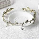 Luxury Crystal Crown Bridal Hair Accessories Wedding Rhinestone Waterdrop Leaf Tiara Crown Headband Frontlet Brides Hair Jewelry - GiFTiFY