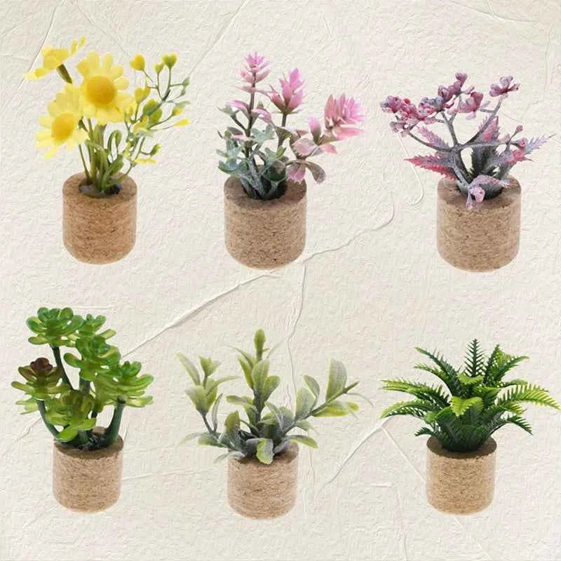 1:12 Dollhouse Simulation Flower Plant Potted Model Doll Home Miniature Green Plants Garden Decor Micro Landscape Ornament by DSERS