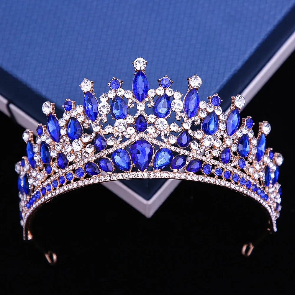 Baroque Pink Opal Crystal Bridal Crown Royal Queen Tiaras Rhinestone Pageant Prom Diadem Princess Wedding Crown Hair Accessories GiFTiFY