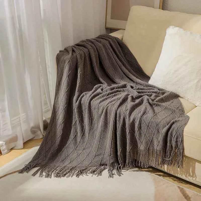 Bohemian Couch Blanket Large Knitted Tassel Throw for Bed Chair Sofa Couch Cover All-Season Blankets Home Decor Soft Comfortable - GiFTiFY