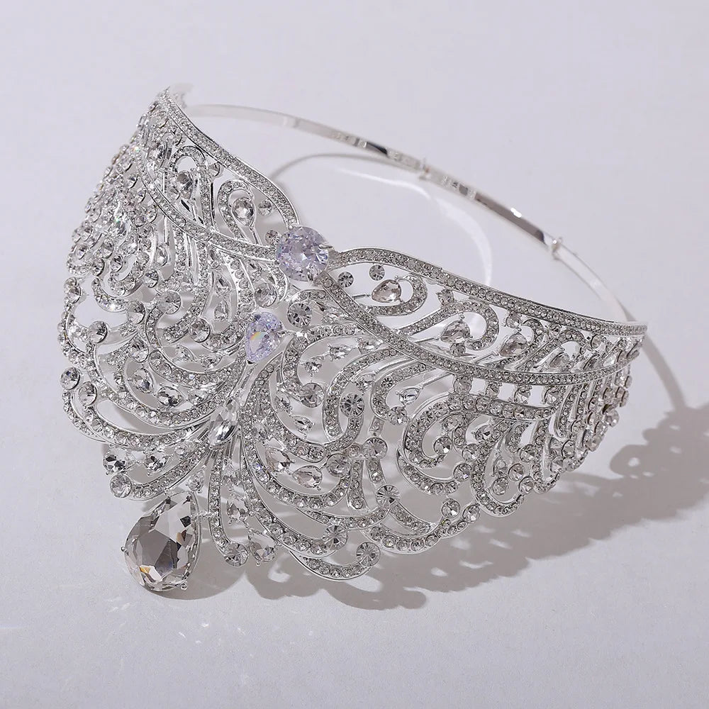 European Miss Universe Big Forest Crystal Wedding Crowns Cubic Zircon Crown Queen Rhinestone Tiara Party Stage Show Hair Jewelry GiFTiFY