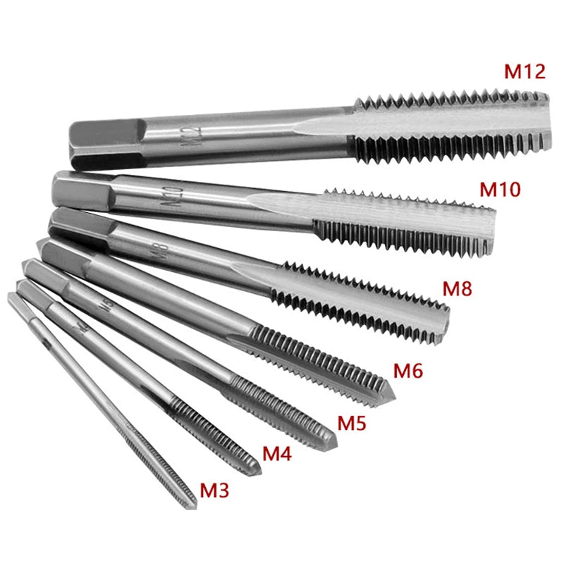 M3-M12 8/6 PCS Metric Hand Tap Set HSS Right-handed Tapping Drill Thread Punching Wrench Hand Tools Male to Make Thread in Steel GiFTiFY